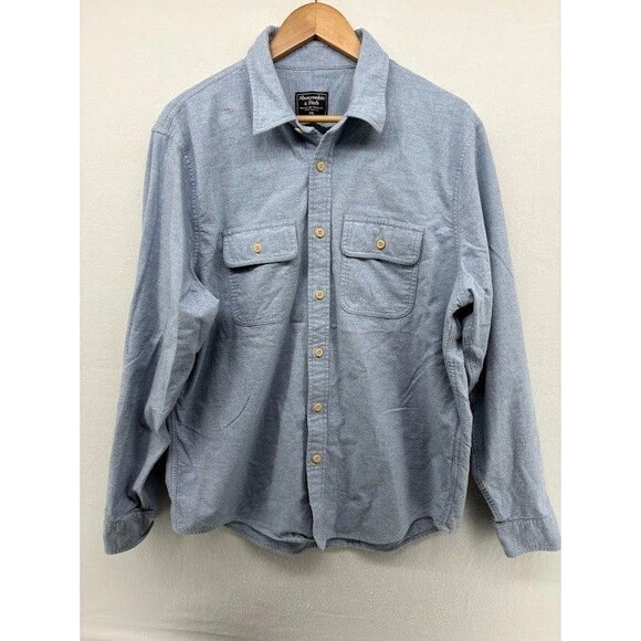 Abercrombie Men's Size XXL Light Blue Flannel Button Down Shirt - Picture 1 of 6